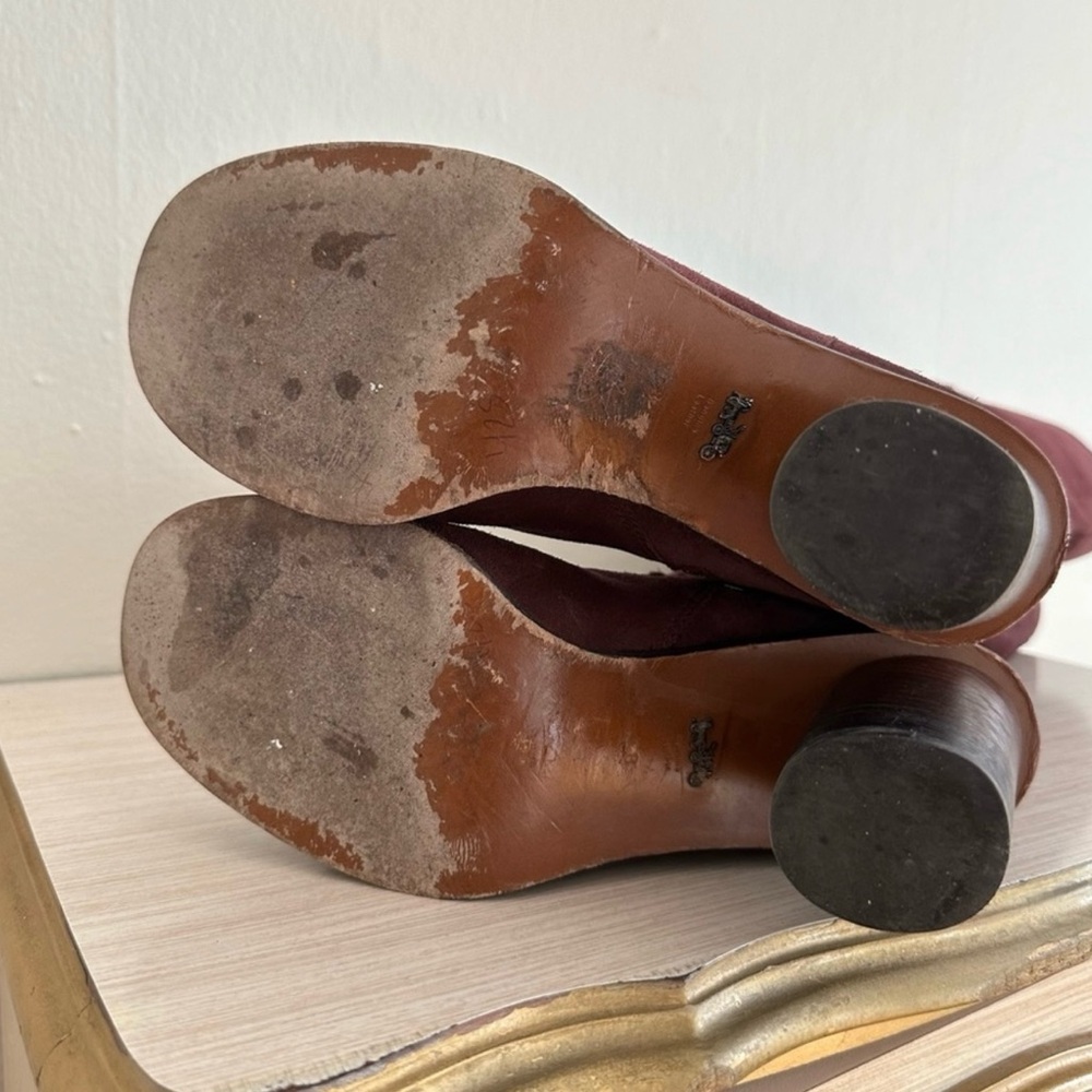 Coach Burgundy Heeled Boots - Picture 6 of 6